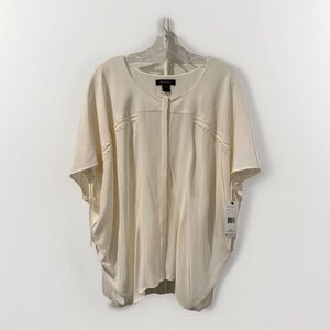 Lafayette 148 Cream Short Sleeve Blouse Size XL NWT